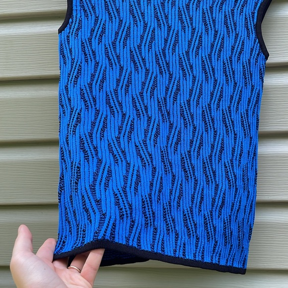 Cobalt Blue Mod Print Mock Neck Sweater Vest - Picture 4 of 7